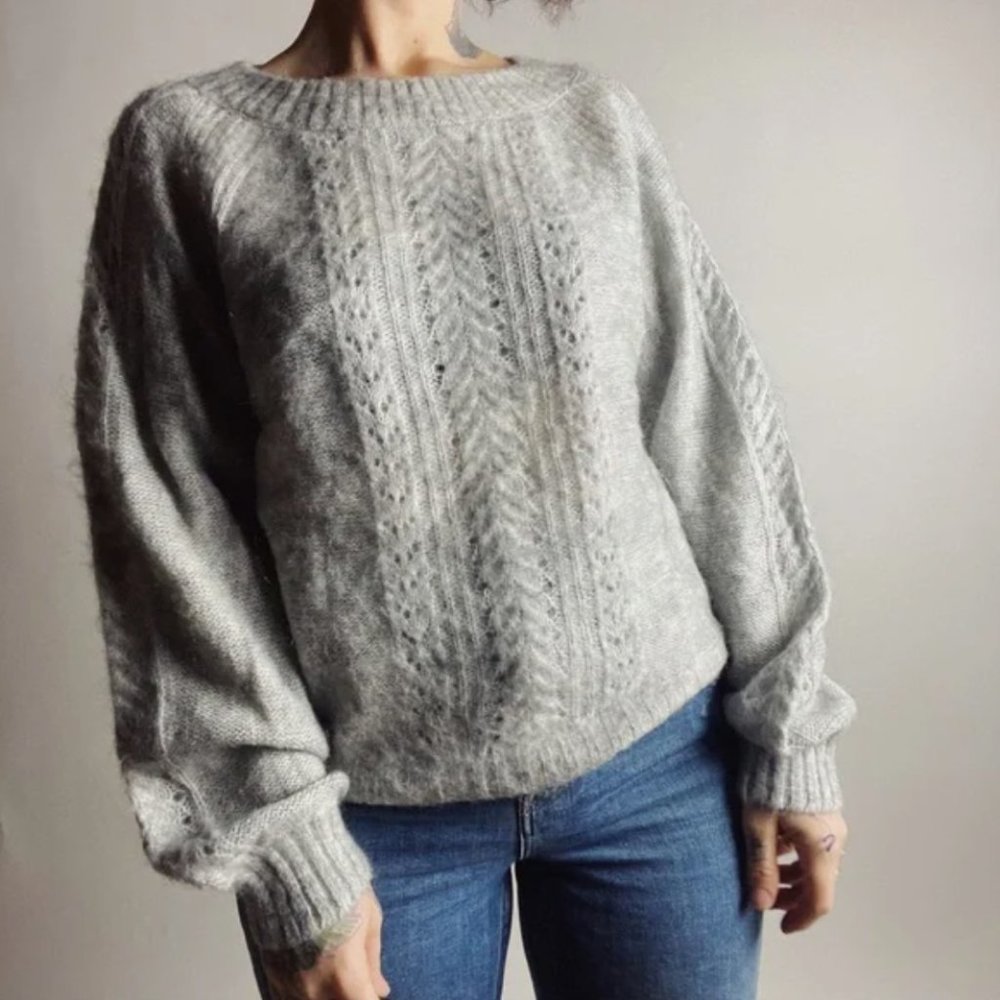 J Crew x Point Sur Pointelle Knit Mohair Sweater